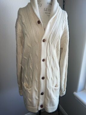 Ralph Lauren Cream Cable Knit Shawl Collar Cardigan